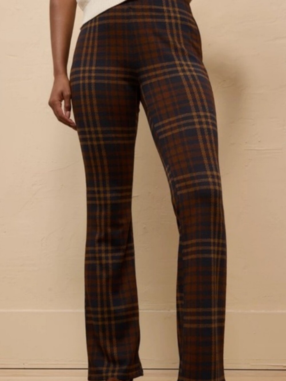 NWT - American Eagle Outfitters Brown and Blue Plaid Dress Pants - M